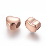 10pcs 304 Stainless Steel Heart European Large Hole Beads Golden 5mm