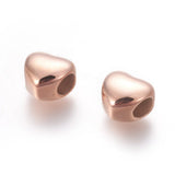 10pcs 304 Stainless Steel Heart European Large Hole Beads Golden 5mm