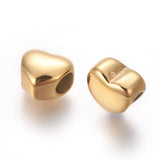 10pcs 304 Stainless Steel Heart European Large Hole Beads Golden 5mm
