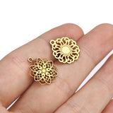 10pcs 304 Stainless Steel Hollow Flower Studs for DIY Earrings