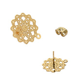 10pcs 304 Stainless Steel Hollow Flower Studs for DIY Earrings