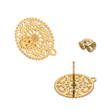 10pcs 304 Stainless Steel Hollow Flower Studs for DIY Earrings