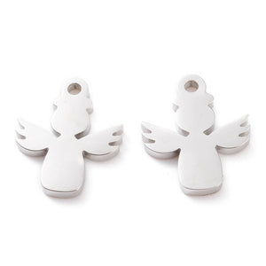 10pcs 304 Stainless Steel Angel Charms for Jewelry Making DIY 14x11.5mm