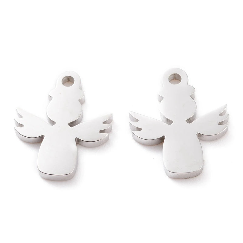 10pcs 304 Stainless Steel Angel Charms for Jewelry Making DIY 14x11.5mm