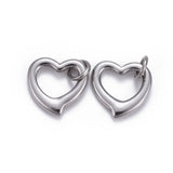 10pcs Open Heart Charms Pendants 304 Stainless Steel for Jewelry Making