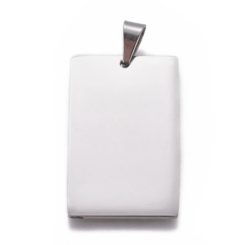 10pcs Stainless Steel Rectangle Tag Pendant for DIY Necklace Making