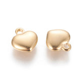 10pcs 304 Stainless Steel Puffed Heart Charms Pendant 10x9.5x3mm