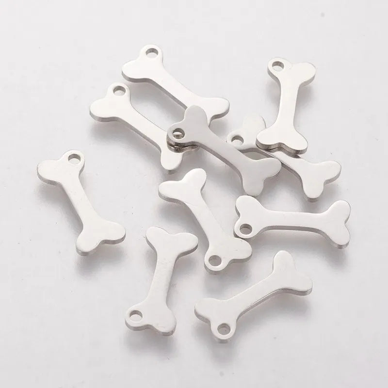 10pcs Stainless Steel Dog Bone Charms Pendants for Jewelry Making