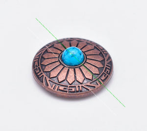 10pcs 30mm Antique Copper Sun Flower Sky Turquoise Leathercraft Conchos
