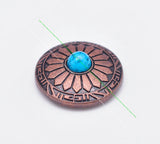 10pcs 30mm Antique Copper Sun Flower Sky Turquoise Leathercraft Conchos