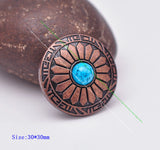 10pcs 30mm Antique Copper Sun Flower Sky Turquoise Leathercraft Conchos