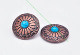 10pcs 30mm Antique Copper Sun Flower Sky Turquoise Leathercraft Conchos