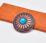 10pcs 30mm Antique Copper Sun Flower Sky Turquoise Leathercraft Conchos