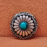 10pcs 30mm Sun Flower Turquoise Conchos for Leathercraft Belt Garment