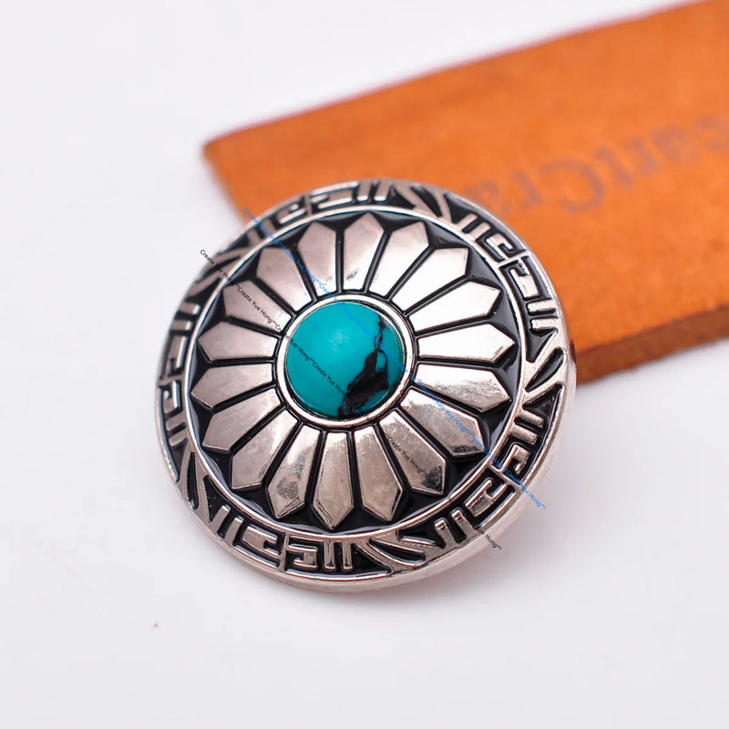 10pcs 30mm Sun Flower Turquoise Conchos for Leathercraft Belt Garment
