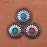 10pcs 30mm Sun Flower Turquoise Conchos for Leathercraft Belt Garment