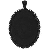 10pcs Oval Pendant Bezel with Rhinestones, Black Plated, Wholesale
