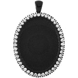 10pcs Oval Pendant Bezel with Rhinestones, Black Plated, Wholesale