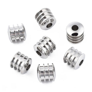 10pcs 316 Stainless Steel European Beads Tube Spacer Charm Grooved Column