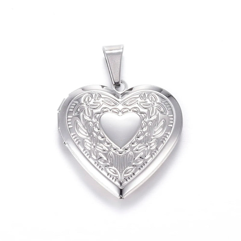 10pcs Heart Locket Pendants for Women 29x29x7mm