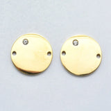 10pcs 316 Stainless Steel CZ Links, Round, Clear, Mixed Color, 15x2mm