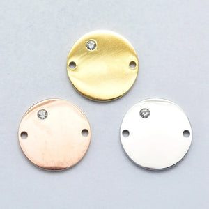 10pcs 316 Stainless Steel CZ Links, Round, Clear, Mixed Color, 15x2mm