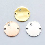 10pcs 316 Stainless Steel CZ Links, Round, Clear, Mixed Color, 15x2mm