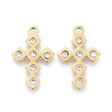 10pcs Tiny Cross Charms Gold with Rhinestone, DIY Jewelry Making Accessories