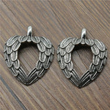 10pcs Feather Wing Heart Charms Pendants Jewelry Making DIY Findings