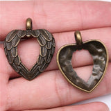 10pcs Feather Wing Heart Charms Pendants Jewelry Making DIY Findings