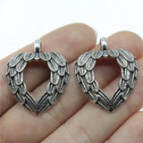 10pcs Feather Wing Heart Charms Pendants Jewelry Making DIY Findings