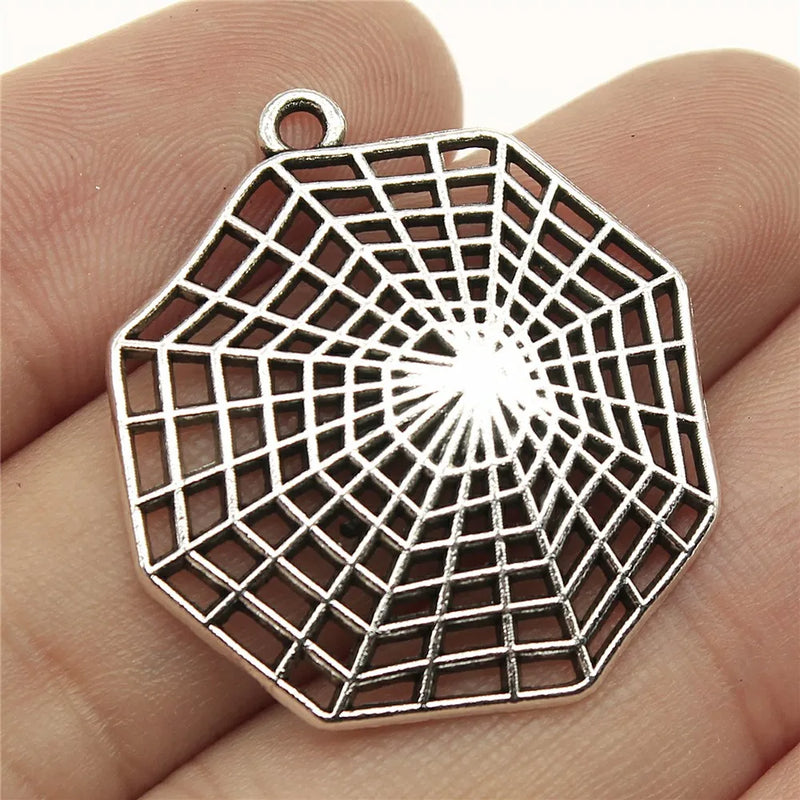 10pcs Spider Cobweb Charms Silver Plated Pendant Findings For Jewelry Making