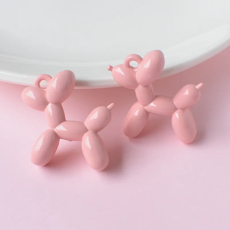 10pcs 32*32mm 3D Balloon Dog Resin Charms Earring DIY Making Bracelet Keychain