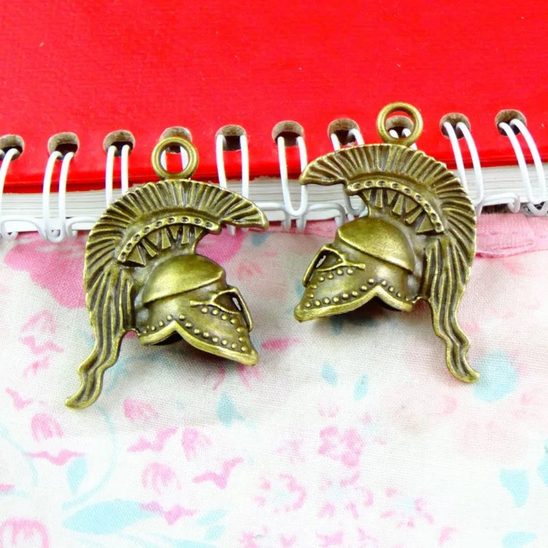 10pcs Vintage Antique Rome Helmet Charms for Jewelry Making