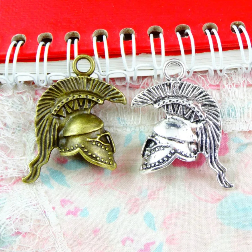 10pcs Vintage Antique Rome Helmet Charms for Jewelry Making