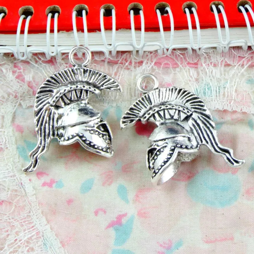 10pcs Vintage Antique Rome Helmet Charms for Jewelry Making