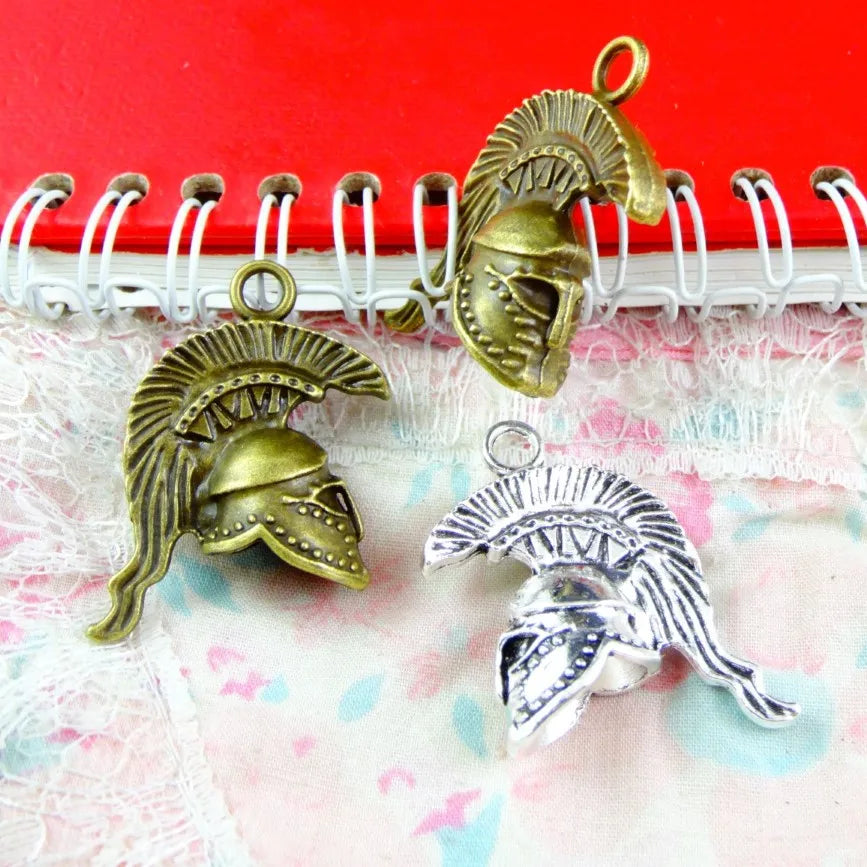 10pcs Vintage Antique Rome Helmet Charms for Jewelry Making