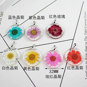 10pcs 32mm Resin Drip Gel Shell Sunflower Immortal Flower Earring Accessories
