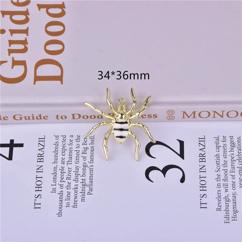 10pcs Spider Metal Earring Pendant DIY Necklace Keychain Jewelry Making