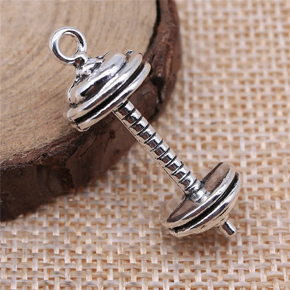 10pcs Antique Silver Barbell Charms For Earring Making B13564