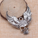 10pcs Antique Silver Skull Angel Wing Pendant Charms 34x50mm
