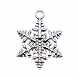 10pcs Snowflake Pendant Charms Antique Silver Plated Jewelry Findings