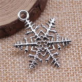 10pcs Snowflake Pendant Charms Antique Silver Plated Jewelry Findings