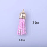 10pcs 38mm Leather Tassel Keychain Straps Fiber Fringe DIY Pendant with Caps