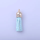 10pcs 38mm Leather Tassel Keychain Straps Fiber Fringe DIY Pendant with Caps