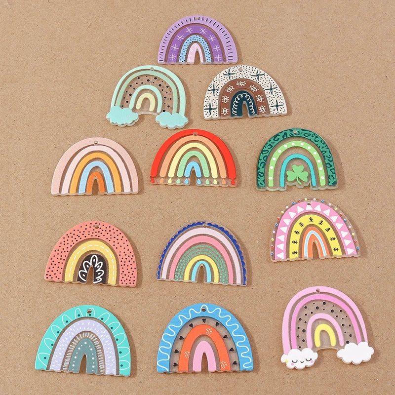 10pcs Rainbow Charms for Earrings Necklaces DIY Jewelry Making Accessories