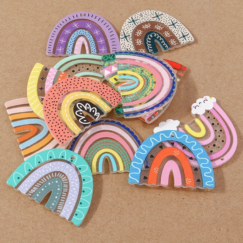 10pcs Rainbow Charms for Earrings Necklaces DIY Jewelry Making Accessories