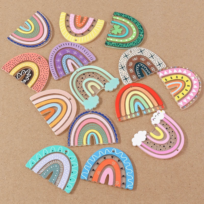 10pcs Rainbow Charms for Earrings Necklaces DIY Jewelry Making Accessories