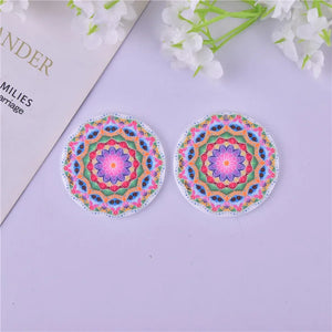10pcs Round Flower Acrylic Charms 38x38mm DIY Earring Jewelry Making