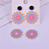 10pcs Round Flower Acrylic Charms 38x38mm DIY Earring Jewelry Making